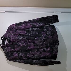 Tan Jay Women's Floral Lined Jacket Size 8 Purple & Black